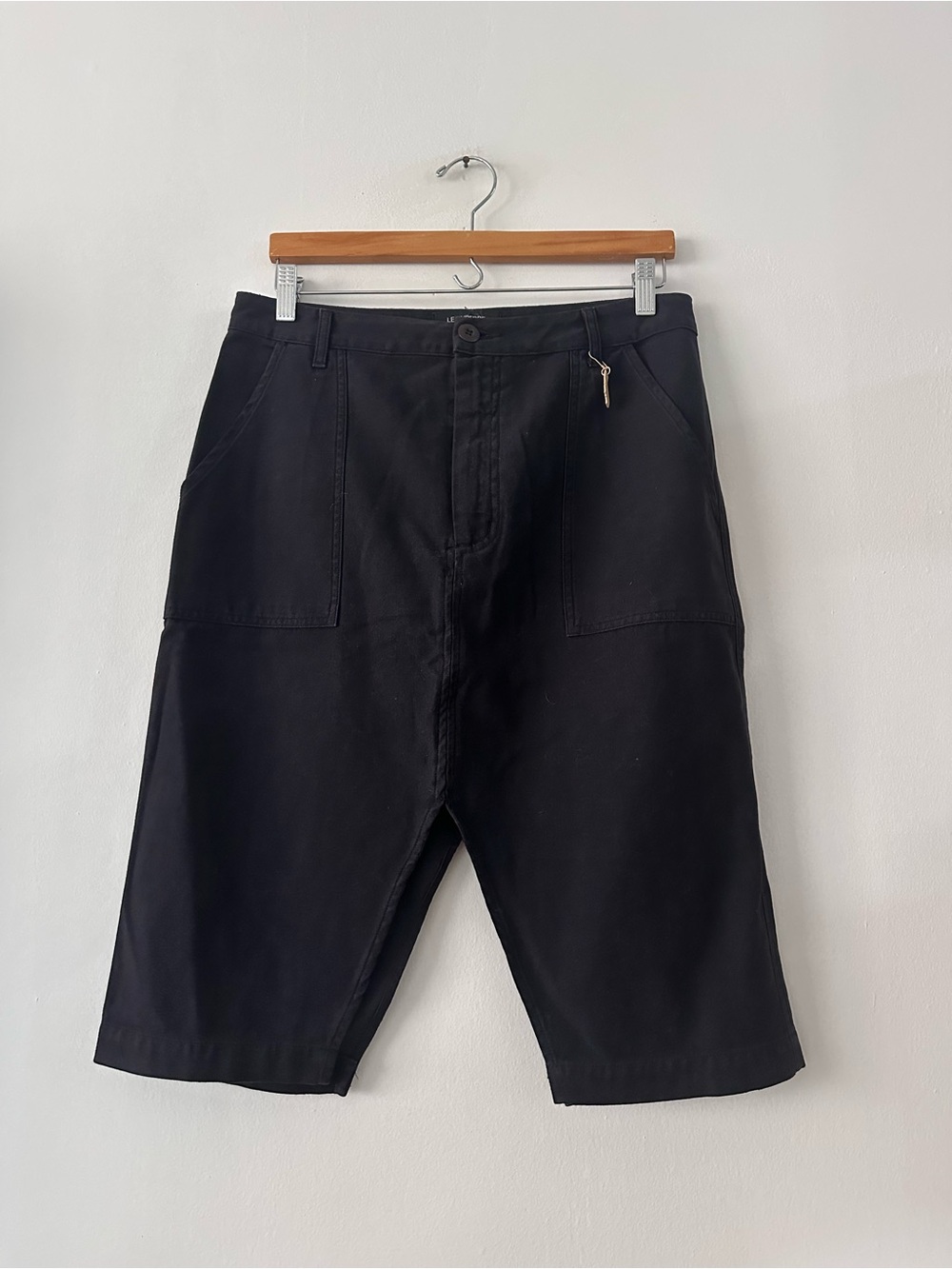NWT Le Superbe skirt mid length black cotton chino front/ back Slits size 10